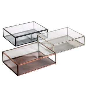 Rectangular Glass Display Box With Metal Frame In <b>Copper</b> Black And Silver Finish For Home Decoration - Product Image 3