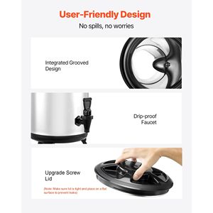 Dispenser Termico per Bevande 3.2 Gal/12L in Acciaio Inossidabile con Rubinetto e Display Temperatura, Rame 5L per Bevande Calde - Product Image 5