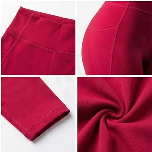 High Waist Full Length Yoga <b>Leggings</b> Solid Color With <b>Pockets</b> Four-Way Stretch Seamless Design For Women - Product Image 4