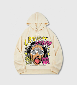 Sweat-shirt à capuche unisexe Y2K avec motif étoile sur le devant, style streetwear oversize, hip-hop, en coton épais, logo personnalisé, vente en gros - Product Image 1