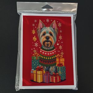 Silky Terrier Whimsical A7 Tamaño 5x7 Tarjetas de notas en blanco Paquete de 8 tarjetas de felicitación de Navidad navideñas con sobres - Product Image 3