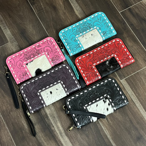 Bolso mini de moda con diseño de girasol negro, de cuero genuino de vaca, hecho a mano, con cremallera y estampado, para uso diario de mujer. - Product Image 3