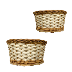 Panier de rangement pour pain en rotin, panier en osier avec base en bois au fini naturel pour la maison, artisanat vietnamien - Product Image 1