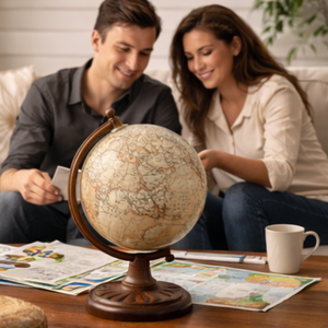 Globe terrestre éducatif de bureau avec cadre en bois, fer et plastique |   Globe décoratif pour bureau, table d'étude et décoration intérieure - Product Image 5