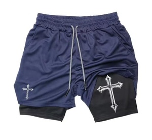 Shorts de course pour hommes respirants à logo personnalisé, camouflage, séchage rapide, pour la gym et l'entraînement sportif, taille élastique, athlétiques - Product Image 3