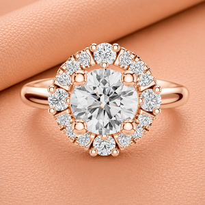 Anillo de Diamantes Vintage con Halo de Rayos de Sol para Mujer en Oro Amarillo, Oro Blanco y Oro Rosa, Elegante Regalo de Joyería Nupcial - Product Image 3