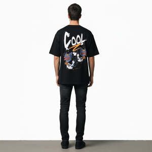 เสื้อยืดโอเวอร์ไซส์แขนสั้นผ้าฝ้าย 100% หนานุ่ม สไตล์วินเทจ ล้างสีดำแบบแอซิดวอช พิมพ์ลายกราฟิกด้วยเทคนิคซับลิเมชั่น สำหรับผู้ชาย - Product Image 3