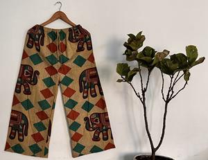 Pijama de algodón 100% para mujer, pantalones Palazzo transpirables con lavado a la piedra, ropa de dormir de moda para uso doméstico tejida para primavera y verano - Product Image 2