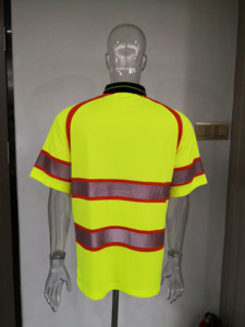 Camiseta de Seguridad de Alta Visibilidad, Ecológica, Transpirable, de Manga Corta, Talla Grande, para Hombre, de Malla, Naranja Marino, Clase 2, Ropa de Trabajo, 180g - Product Image 5
