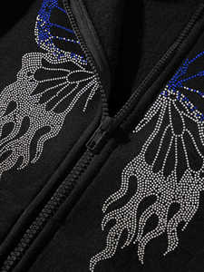 Reasonable Rate Durable Material Full Sleeves Men <b>Rhinestone</b> <b>Hoodies</b> Breathable Men <b>Rhinestone</b> <b>Hoodies</b> - Product Image 2