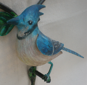 Crochet en fer peint en bleu pour oiseaux - Product Image 4