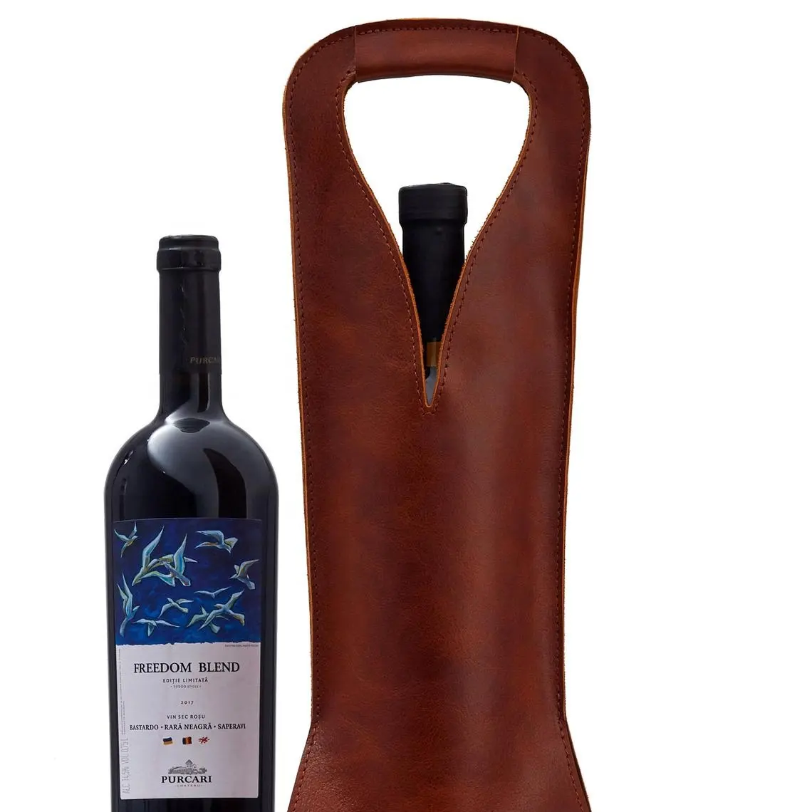 Capa de couro para garrafa de vinho, capa para armazenamento completo de garrafas feitas de couro