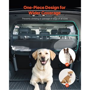 "Universal Dog Car Barrier 46" Wide <b>Cargo</b> Area Divider with See-Through Net Mesh Pet Backseat <b>Cover</b>" - Product Image 2