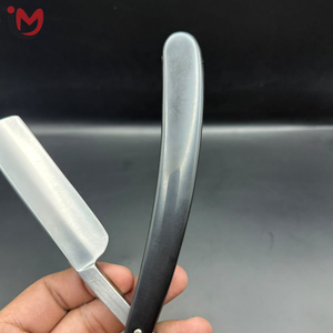 Men's Straight <b>Razor</b> Black Plastic Handle Stainless Steel <b>Blade</b> <b>Single</b> <b>Blade</b> Barber Shop Shaving Tool - Product Image 2
