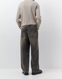 <b>Men's</b> Mid <b>Waist</b> Straight Leg Stonewashed Denim <b>Jeans</b> Casual Wear Autumn 100% Cotton Fabric Regular Fit Solid Color Quick Dry - Product Image 2