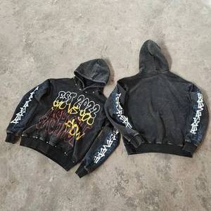 Sweat à capuche surdimensionné personnalisé pour homme, style hiver, avec motif lettres françaises, tendance, effet vieilli, imprimé numérique vintage antique - Product Image 5