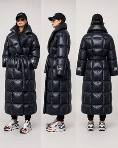 OEM Custom Logo Winter Extremely Warm Long <b>Line</b> Puffer Quilted Jacket Women Hooded <b>Coat</b> Waterproof Windproof Thermal Outerwear - Product Image 3
