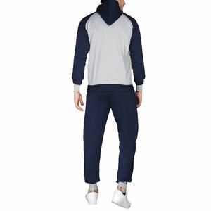 Ensemble de survêtement décontracté pour hommes en polyester et coton, avec veste à col roulé zippée et pantalon de jogging à poches latérales, color block, vente en gros - Product Image 2