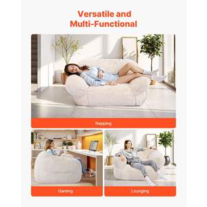 <b>Bean</b> <b>Bag</b> Sofa Chair for <b>Adults</b> Fluffy Plush High-Density Foam Filling Comfortable Lazy Comfy Sofa for Living Room Bedroom Beige - Product Image 5