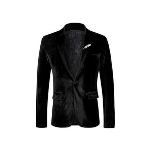 Blazer pour homme en mélange de laine, coupe classique, style britannique, col à revers, simple boutonnage, couleur bordeaux - Product Image 2