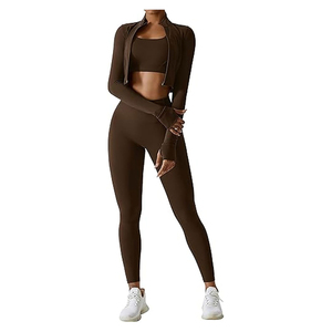 Ensemble de yoga sans couture de haute qualité 2026 pour femmes, en polyester et élasthanne, tenue de sport athlétique pour l'entraînement - Product Image 1