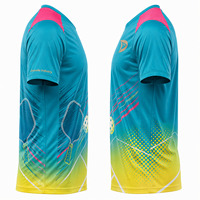 Camiseta Deportiva de Poliéster y Spandex Ligera y Transpirable de Manga Corta Unisex con Estampado por Sublimación para Pickleball
