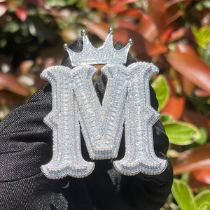 Pendentif initial en moissanite, style hip-hop, serti de pierres, bijou de luxe, pendentif personnalisé avec nom, cadeau pour homme et femme - Product Image 5
