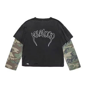 Camisetas de Manga Larga para Hombre, Personalizadas con Logotipo, Estilo Urbano, Cuello Redondo, Oversize, con Diseño de Camuflaje - Product Image 3