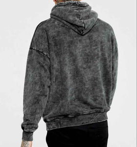 ODM Sweat-shirts à capuche unis 100% Coton délavé à l'acide pour Hommes, respirants, imperméables, style urbain, coupe ample, hiver - Product Image 2