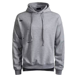 เสื้อฮู้ดดี้ผู้ชายแบบดิสเทรส ขายดีที่สุด บริการ OEM ราคาขายส่ง ผ้าฝ้าย 100% - Product Image 1