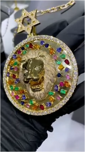 Colgante de León de Plata de Ley 925 con Moissanita para Hombre, Joyería Fina Hip Hop Iced Out, Joyería para Raperos - Product Image 6