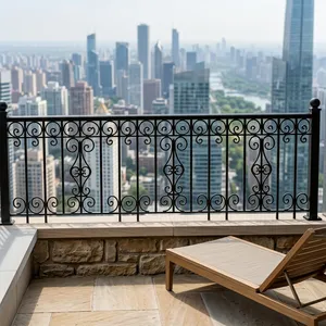 Balustrades de balcon traditionnelles en fonte avec un design orné de volutes, résistantes à la rouille, garde-corps mural - Product Image 5