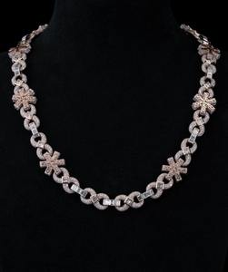 Luxury Baguette Flower Link Chain <b>Necklace</b> Iced Out Unisex Hip Hop Gold Plated Sterling Silver Moissanite <b>Statement</b> Jewelry - Product Image 5