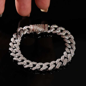 Pulsera de eslabones cubanos de plata con moissanita, pulsera de cadena brillante de lujo, joyería fina para mujeres y hombres, regalo llamativo - Product Image 6