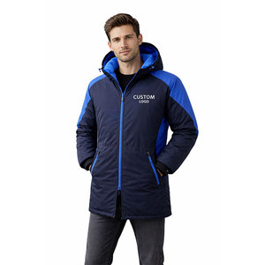 Custom Swim Parka <b>Jacket</b> Blue Panels <b>Jacket</b> Waterproof <b>Long</b> Coat Hooded Fleece Lined <b>Winter</b> Swimming Outerwear for Teams - Product Image 1