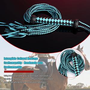 Fouet d'équitation professionnel en cuir véritable tressé à 36 brins et 9 queues, fabriqué à la main par SPALL JP SPORTS, en cuir de vachette. - Product Image 3