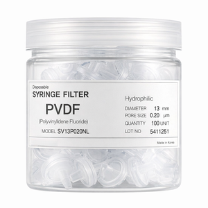 Filtro de Jeringa de Laboratorio No Estéril, Hidrófilo, de PVDF/PP, 0.2 13mm, Marca Nack en Corea, Paquete de 1,000 Unidades - Product Image 2