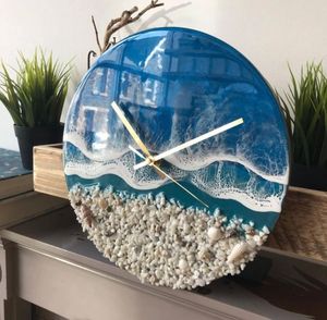 Handmade Resin <b>Wall</b> <b>Clock</b> <b>Silent</b> Sweep Needle Round Decorative Timepiece Novelty Style for Living Room - Product Image 1