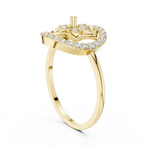 Anillo solitario minimalista de oro amarillo macizo de 14k con diamante redondo de talla brillante para mujer, ideal para compromiso, aniversario o regalo de boda. - Product Image 5
