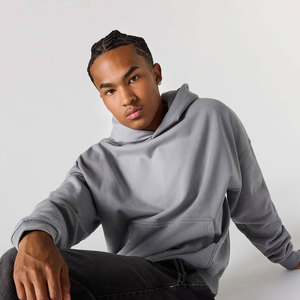Streetwear Heavyweight <b>Thick</b> 350 Gram Cotton <b>Fleece</b> Hoodie Custom No String Heavyweight Custom Logo Black Color Pullover Hoodie - Product Image 6