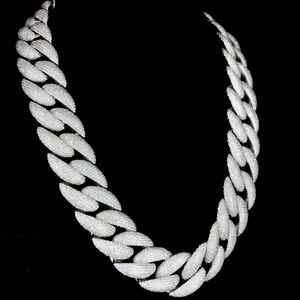 925 Silver Moissanite Diamond Cuban Link <b>Chain</b> Necklace Hip Hop Bling Jewelry <b>Rapper</b> Style Party Wear Gift - Product Image 2