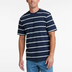 Men's O Neck T Shirts Plus Size Short Sleeve Striped Design Crewneck Cotton Breathable Summer Oversized Men's T Shirt All Size - Product Image 1