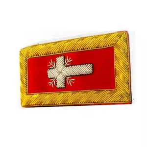 Épaulettes de cérémonie personnalisées, écussons d'épaule uniformes avec fixation par épingle de sûreté, brodés, service OEM - Product Image 4