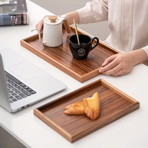 1 <b>Walnut</b> Wood Rectangular Tray for Tea, Breakfast, <b>Coffee</b>, and Snacks Wooden Breakfast Trays - Product Image 6