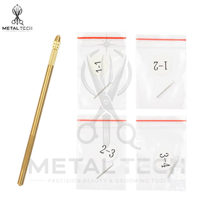 Professional Gold Brass Hair Extension Ventilating <b>Needle</b> Brass Handle Steel Latch Hook Loop <b>Threader</b> Set For Micro Ring Links - Product Image 5