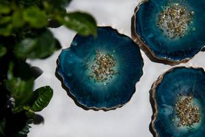 Posavasos Decorativo Reutilizable Belladec, Estilo Rústico, Resina, Diseño Floral Azul Oscuro, Hecho a Mano, Ligero y Ecológico - Product Image 6