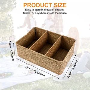Hand-Woven Seagrass Storage <b>Baskets</b> Handmade Storage <b>Basket</b> Wholesale eco-friendly Made in Viet Nam - Product Image 4