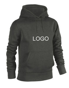 Sudadera con Capucha Negra para Hombre, Color Sólido, Felpa de Algodón, Informal, para Otoño, con Bolsillo Delantero, Corte Regular, Logotipo Estampado - Product Image 2