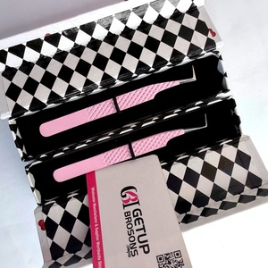 Pince à épiler pour cils Getup Brosons rose en acier inoxydable, pointe lisse, outil de précision, emballage en boîte - Product Image 4