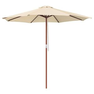 Stylish 9 ft Patio Umbrella with Wooden Ribs & Aluminum Frame Wooden Pole Backyard Market Umbrella Deck Ga - Product Image 6